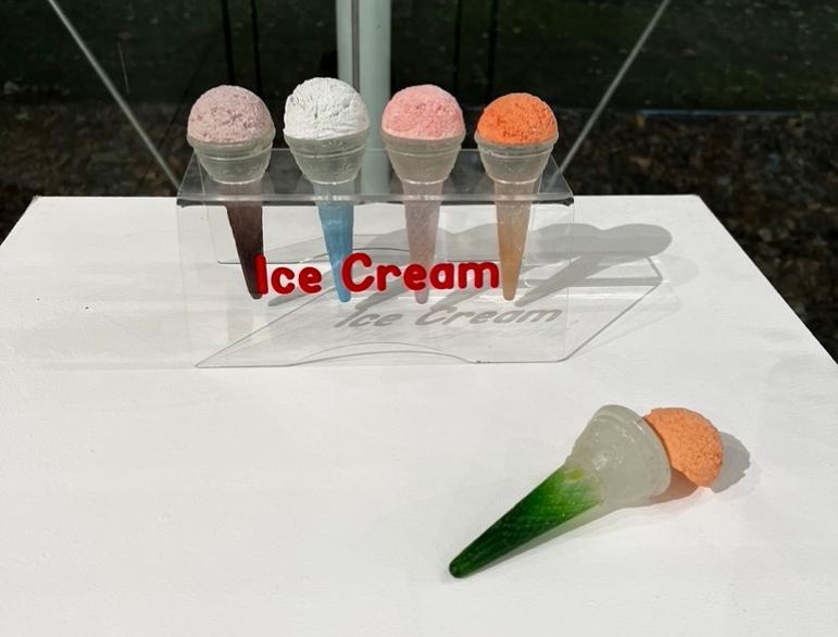 Ice cream cones filled with colourful Ice cream cones filled with colourful