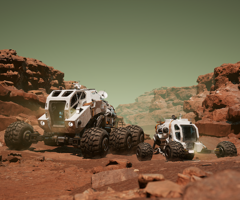 A digital render of Mars rover vehicles by student Ben Dwyer A digital render of Mars rover vehicles by student Ben Dwyer