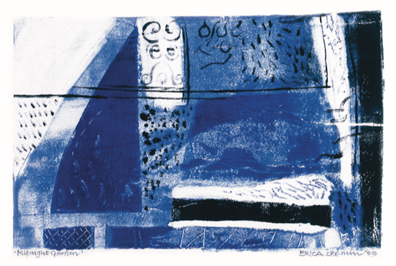 A blue and white print by former KIAD lecturer Erica Cremin A blue and white print by former KIAD lecturer Erica Cremin
