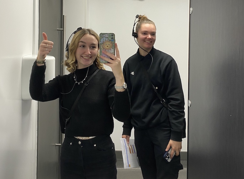 UCA students Ruby Chapman and Elsie Potter behind the scenes at Jools Holland's annual Hootenanny UCA students Ruby Chapman and Elsie Potter behind the scenes at Jools Holland's annual Hootenanny