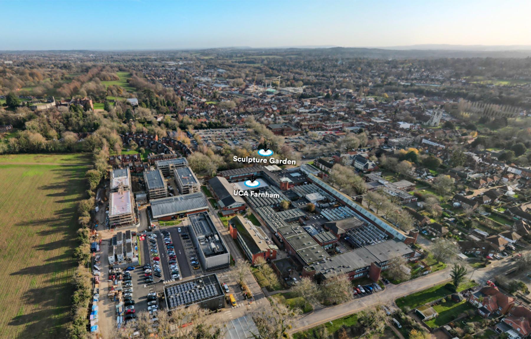 Aerial view of UCA Farnham