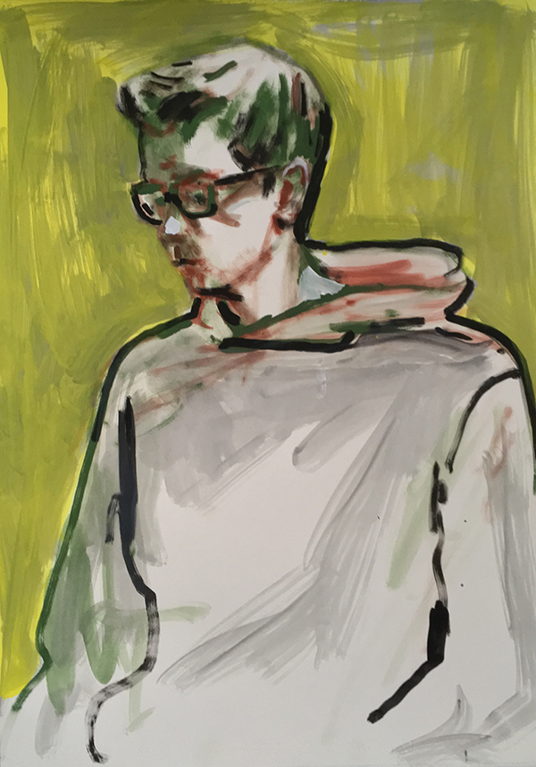 'Study of Asa Butterfield', gouache on paper © Charles Williams 'Study of Asa Butterfield', gouache on paper © Charles Williams