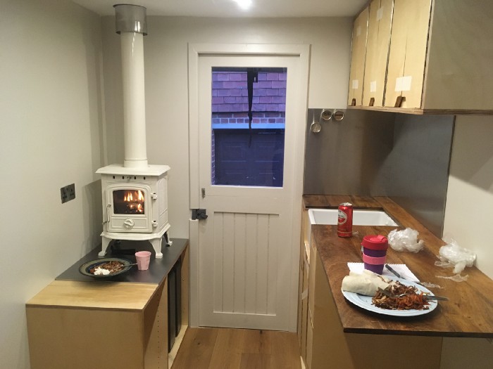 The interior of the Luton van Lucy and her partner are converting into a motorhome The interior of the Luton van Lucy and her partner are converting into a motorhome