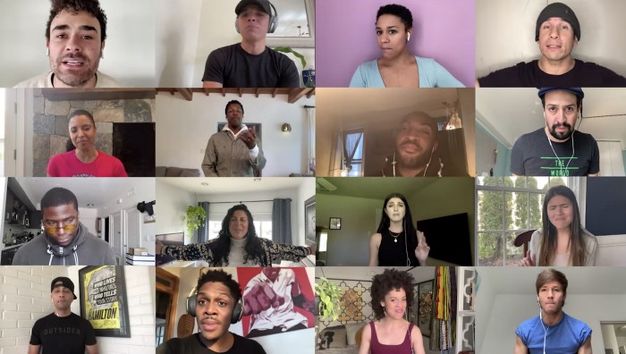 The Broadway cast of Hamilton recently performed on John Krasinski’s YouTube show, SGN The Broadway cast of Hamilton recently performed on John Krasinski’s YouTube show, SGN